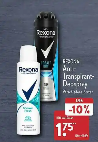 Aldi Nord Rexona anti-transpirant-deospray Angebot