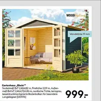 Hellweg Gartenhaus „rhein“ wood feeling Angebot