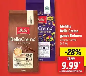 Lidl Melitta bella crema ganze bohnen Angebot