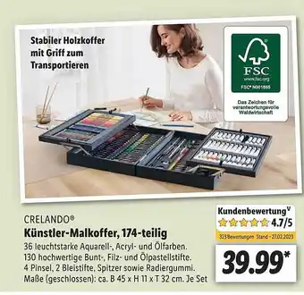 Lidl Crelando künstler-malkoffer 174-tlg Angebot