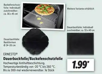 Lidl Ernesto dauerbackfolie oder backofenschutzfolie Angebot