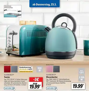 Lidl Silvercrest toaster oder wasserkocher Angebot