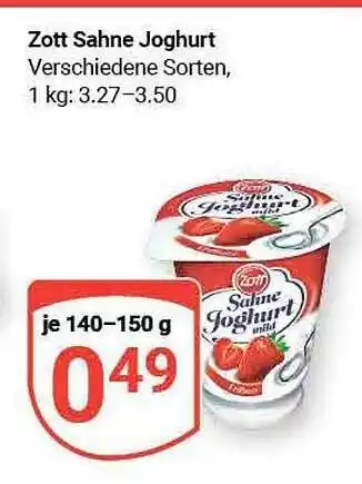 Globus Zott sahne joghurt Angebot