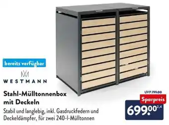 Aldi Süd Westmann Stahl Mülltonnenbox mit Deckeln Angebot