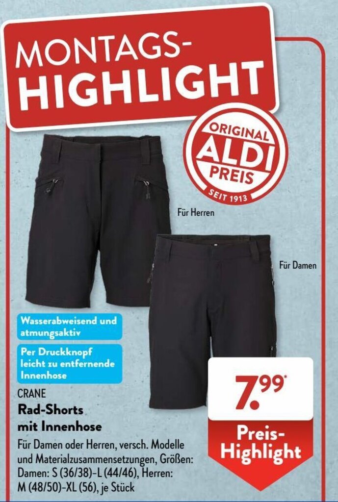 Crane Rad Shorts mit Innenhose Angebot bei Aldi Süd