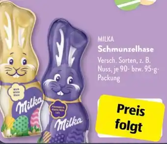 Aldi Süd Milka Schmunzelhase 90-95 g Packung Angebot