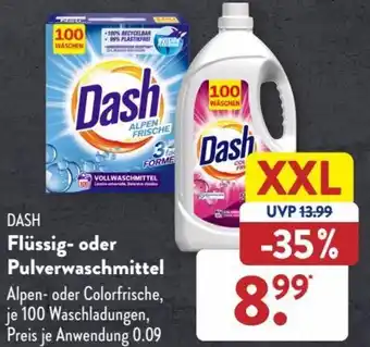 Aldi Süd Dash Flüssig oder Pulverwaschmittel 100 Waschladungen Angebot