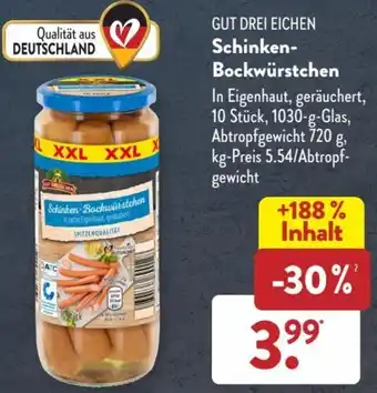 Aldi Süd Gut Drei Eichen Schinken Bockwürstchen 1030 g Glas Angebot