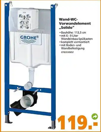 Globus Baumarkt Wand-wc-vorwandelement solido Angebot