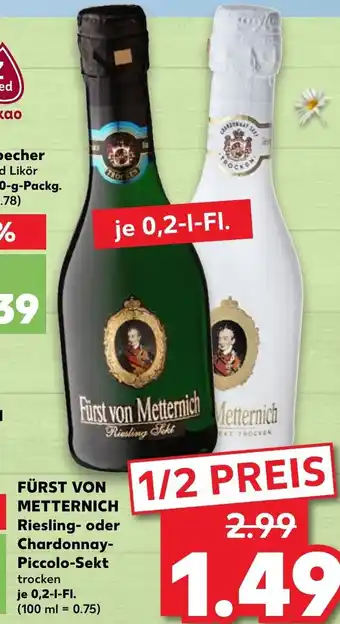Kaufland Fürst von Metternich Riesling oder Chardonnay Piccolo Sekt 0,2L Angebot