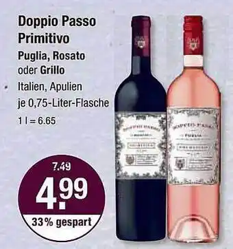 V Markt Doppio passo primitivo puglia, rosato oder grillo Angebot
