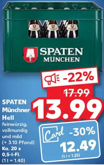 Kaufland Spaten Münchner Hell Ka. 20x0,5 L-Fl. Angebot