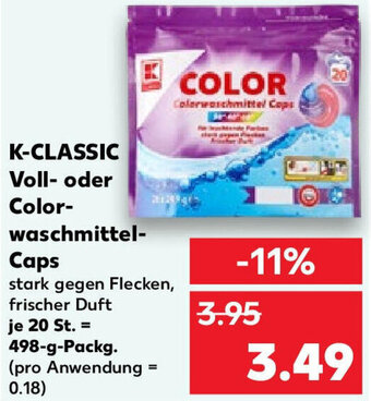 Kaufland K-Classic Voll oder Colorwaschmittel Caps 498 g Packg. Angebot