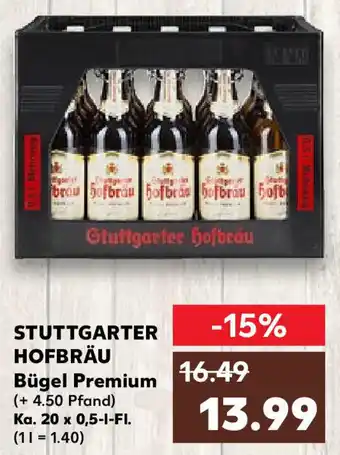 Kaufland Stuttgarter Hofbräu Bügel Premium Ka. 20x0,5 L-Fl. Angebot