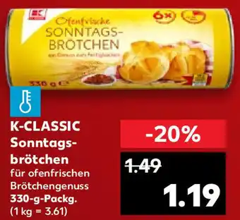 Kaufland K-Classic Sonntagsbrötchen 330 g Packg. Angebot