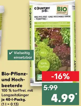 Kaufland Country Side Bio Pflanz und Hochbeeterde 40 L Packg. Angebot