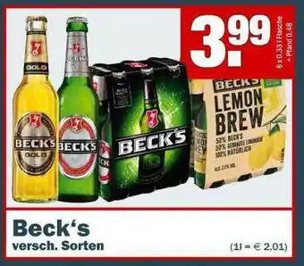 Benz Getränke Beck's Angebot