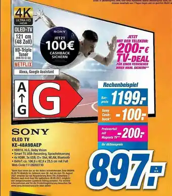 Expert Sony Oled Tv Ke-48a9baep Angebot