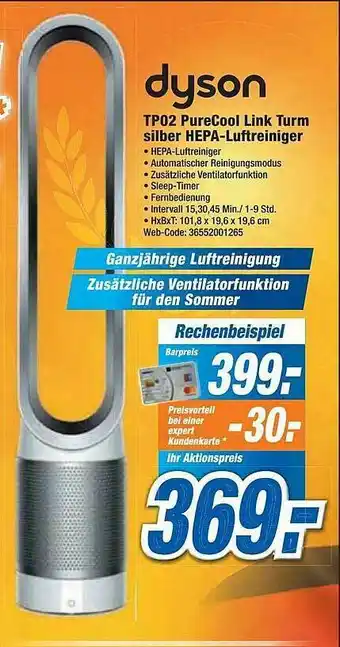 Expert Dyson Tp02 Purecool Link Turm Silber Hepa-luftreiniger Angebot