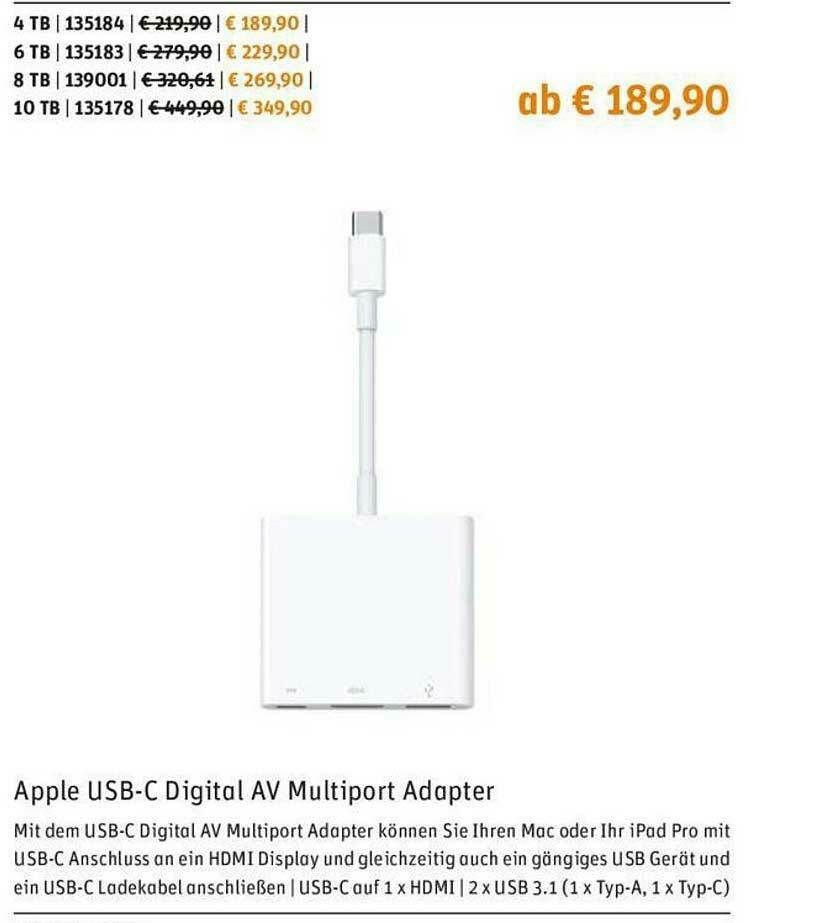 Apple Usbc Digital Av Multiport Adapter Angebot bei Gravis