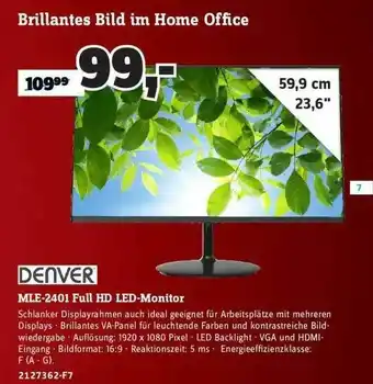 Conrad Denver Mle-2401 Full Hd Led-monitor Angebot