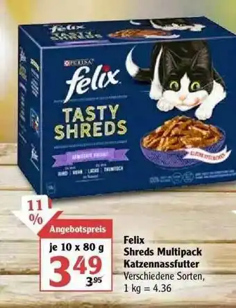 Globus Felix Shreds Multipack Katzennassfutter Angebot