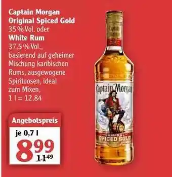 Globus Captain Morgan Original Spiced Gold Oder White Rum Angebot