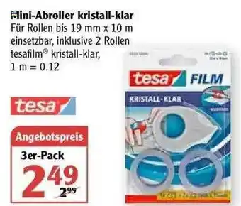 Globus Mini-abroller Kristall-klar Tesa Angebot