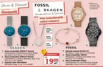 Globus Fossil & Skagen Armbanduhren & Schmuck Angebot