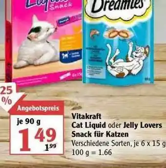 Globus Vitakraft Cat Liquid Oder Jelly Lovers Snacks Für Katzen Angebot