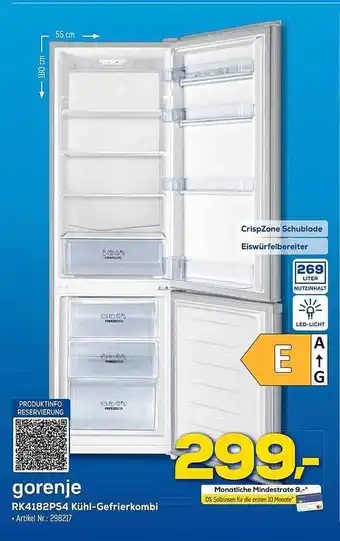 Euronics Berlet Gorenje rk4182ps kühl- gefrierkombi Angebot