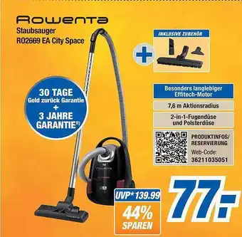 Expert Bening Rowenta staubsauger r02669 ea city space Angebot