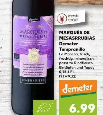 Kaufland Marqués De Mesasrrubias Demeter Tempranillo Angebot