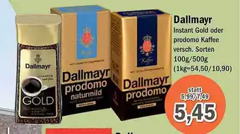 Aktiv Irma Dallmayr instant gold oder prodomo kaffee Angebot