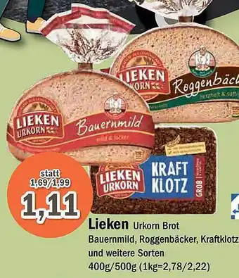 Aktiv Irma Lieken urkorn brot bauernmild, roggenbäcker, kraftklotz Angebot