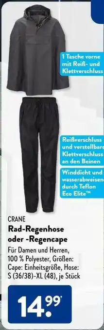 Aldi Süd Crane rad-regenhose oder -regencape Angebot