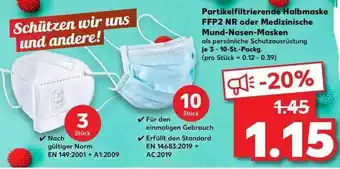 Kaufland Partikelfiltrierende Halbmaske Ffp2 Nr Oder Medizinische Mund-nasen-masken Angebot