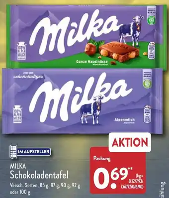 Aldi Nord Milka Schokoladentafel 85 g, 87 g, 90 g, 92 g oder 100 g Angebot