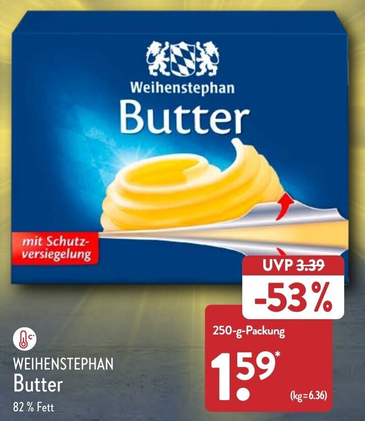 Aldi Nord Weihenstephan Butter 250 g Packung Angebot