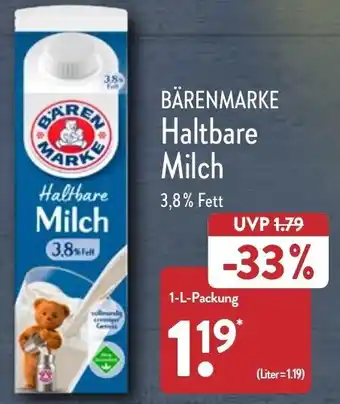 Aldi Nord Bärenmarke Haltbare Milch 1 L Packung Angebot