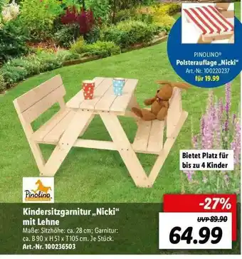 Lidl Pinolino Kindersitzgarnitur „nicki” Mit Lehne Angebot