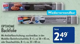 Aldi Nord Optihome Backfolie Angebot