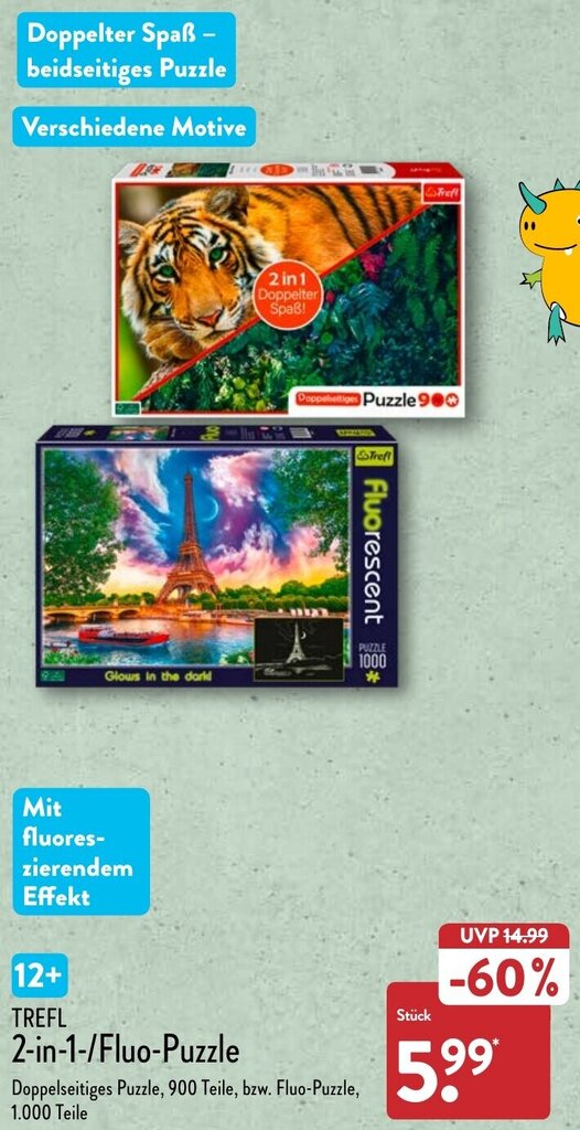 Trefl 2in1/Fluo Puzzle Angebot bei Aldi Nord