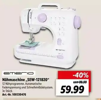 Lidl Emerio Nähmaschine „sew-121820” Angebot