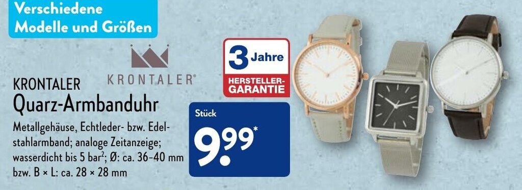 Smartwatch Prospekt Aldi Nord Uhrenarmband Krontaler Quarz