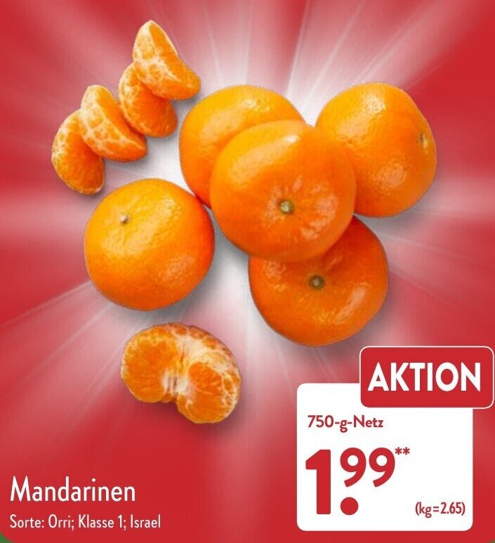 Mandarinen 750 g Netz Angebot bei Aldi Nord