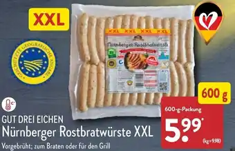 Aldi Nord Gut Drei Eichen Nürnberger Rostbratwürste XXL 600 g Packung Angebot