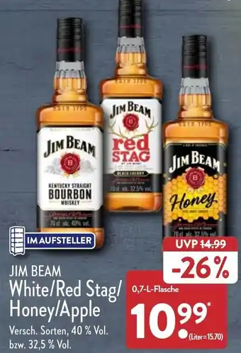 Aldi Nord Jim Beam White/Red Stag/Honey/Apple 0,7 L Flasche Angebot