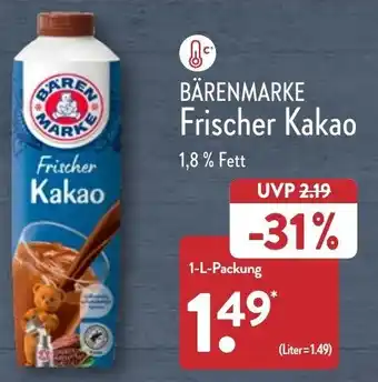 Aldi Nord Bärenmarke Frischer Kakao 1 L Packung Angebot