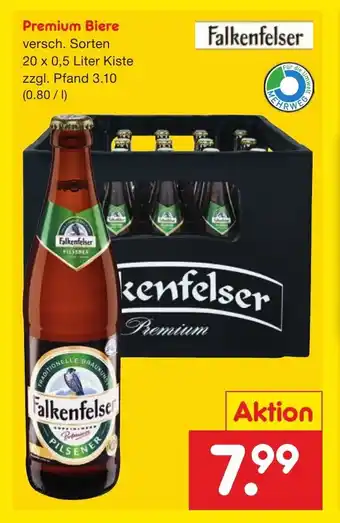 Netto Getränke Discount Falkenfelser Premium Biere 20*500ml Angebot